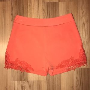 Coral lace accented Shorts